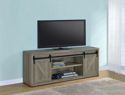 Brockton 71-inch 3-Shelf Sliding Doors TV Console Gray Driftwood - 723263 - Bien Home Furniture &amp; Electronics