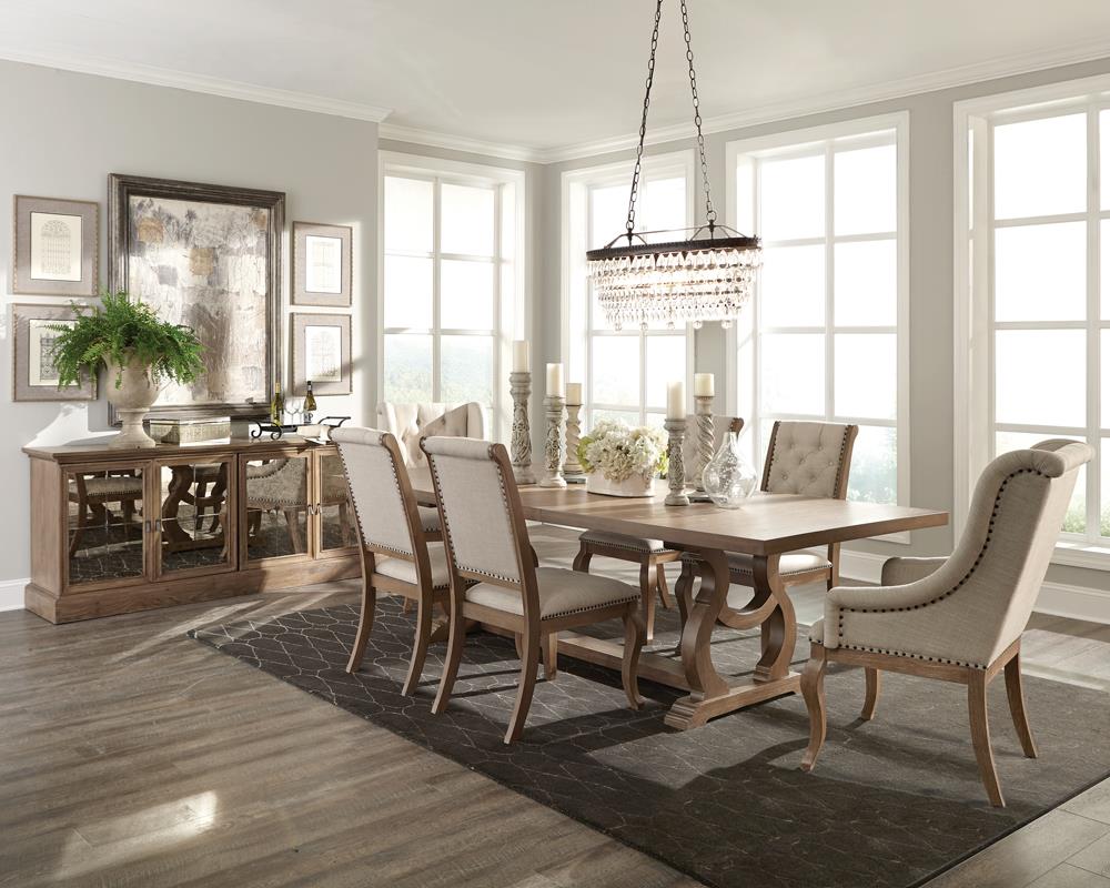Brockway Rectangular Trestle Dining Set - 110291-S5 - Bien Home Furniture &amp; Electronics