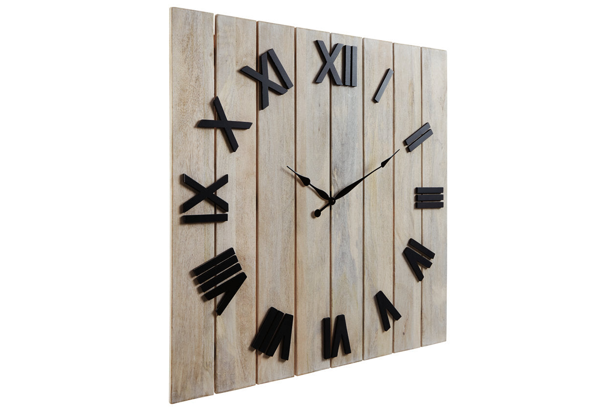Bronson Whitewash/Black Wall Clock - A8010179 - Bien Home Furniture &amp; Electronics