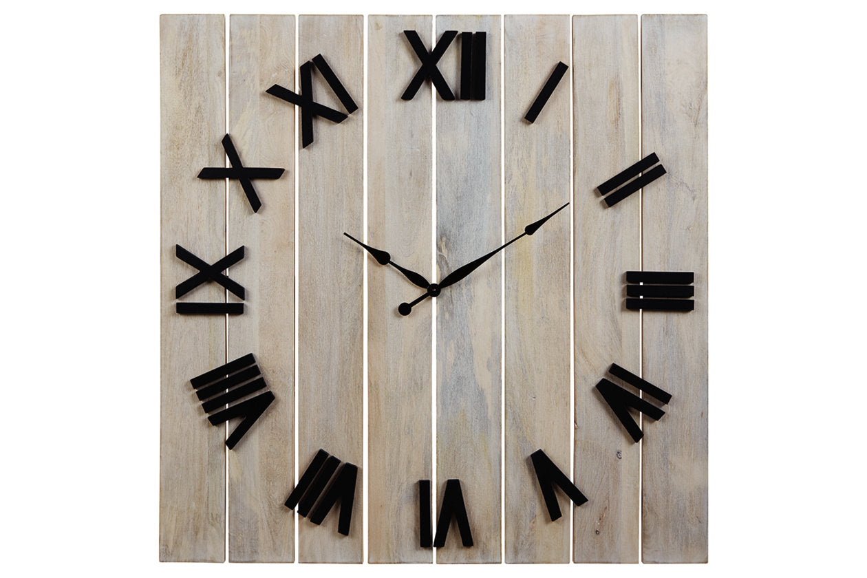 Bronson Whitewash/Black Wall Clock - A8010179 - Bien Home Furniture &amp; Electronics
