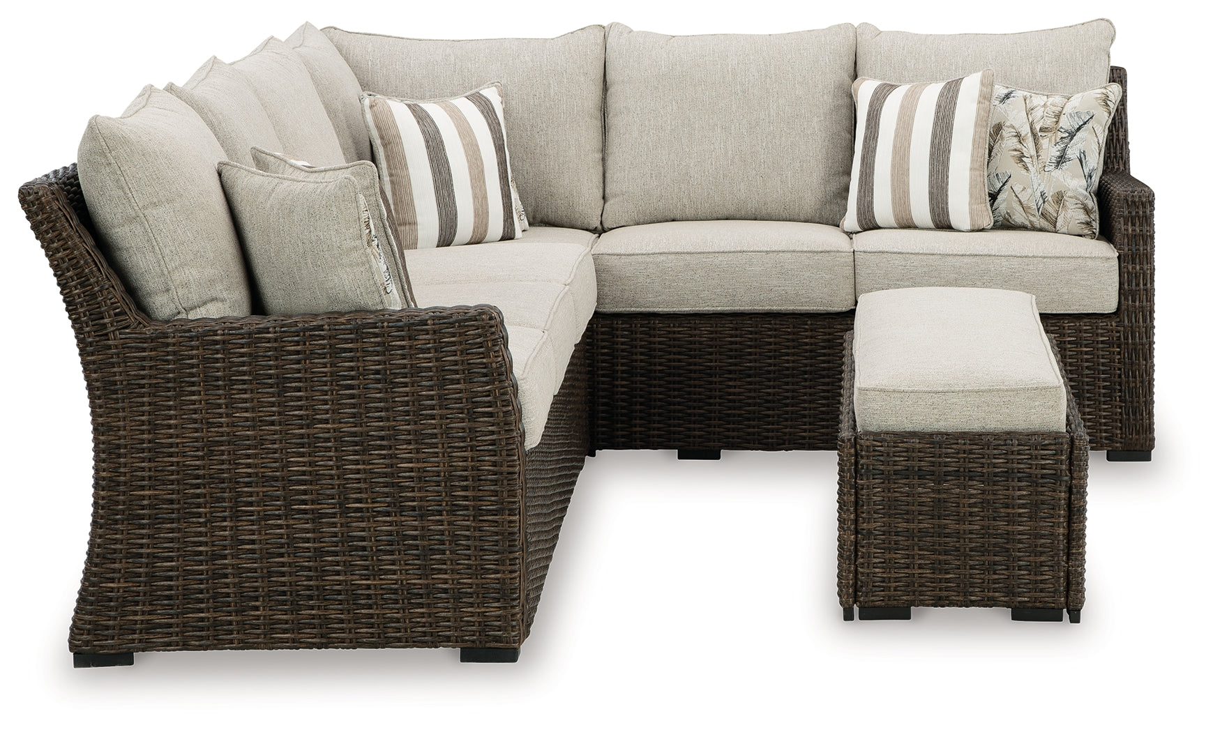 Brook Ranch Brown Outdoor Sofa Sectional/Bench with Cushion, Set of 3 - P465-822 - Bien Home Furniture &amp; Electronics