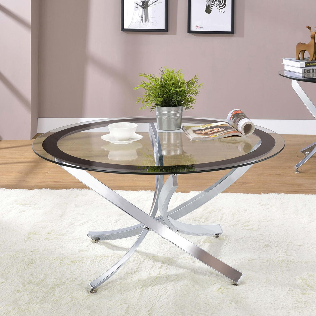 Brooke Chrome/Black Glass Top Coffee Table - 702588 - Bien Home Furniture &amp; Electronics