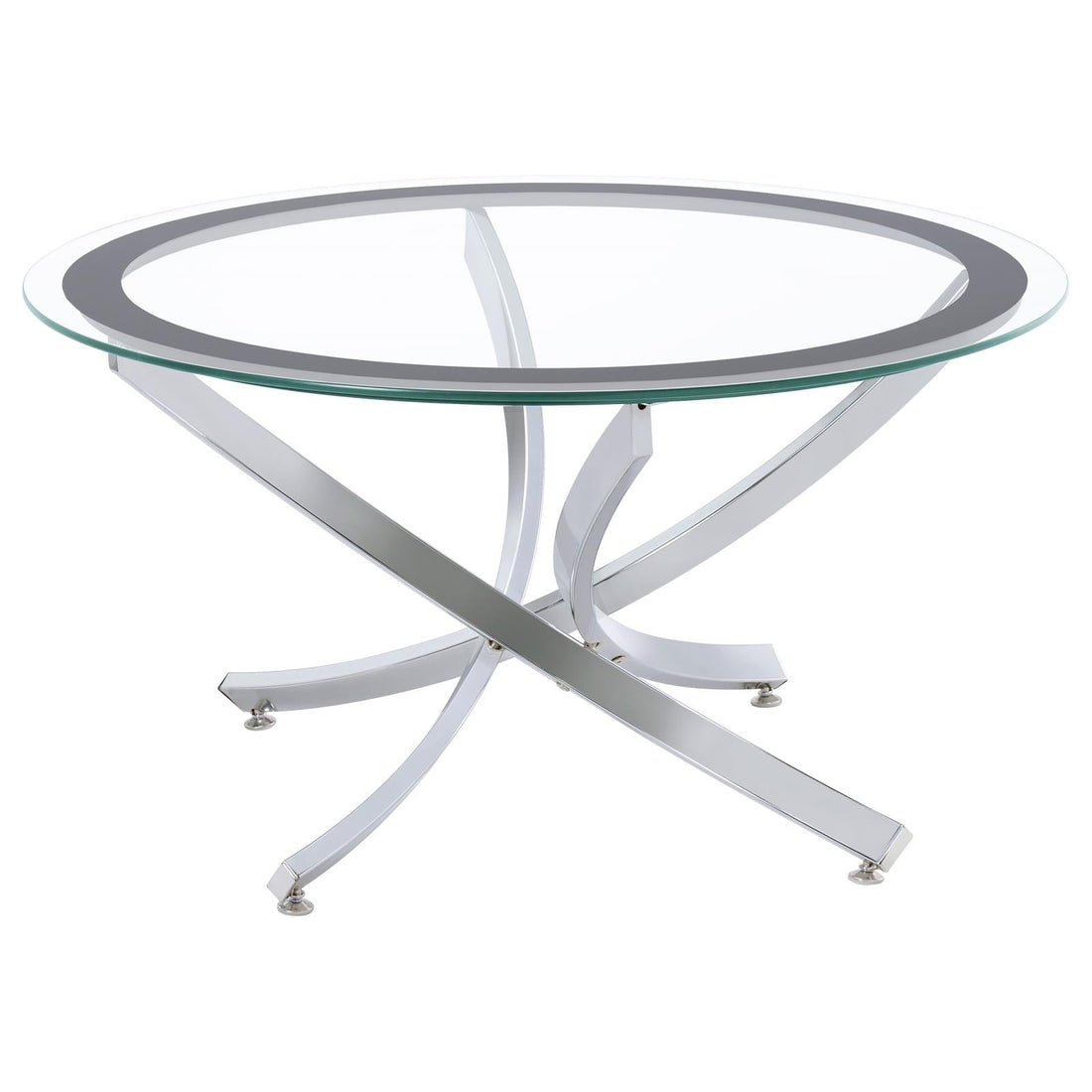 Brooke Chrome/Black Glass Top Coffee Table - 702588 - Bien Home Furniture &amp; Electronics