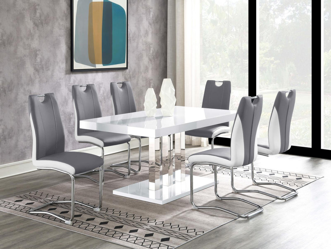 Brooklyn White High Gloss/Chrome Rectangular Dining Table - 193811 - Bien Home Furniture &amp; Electronics