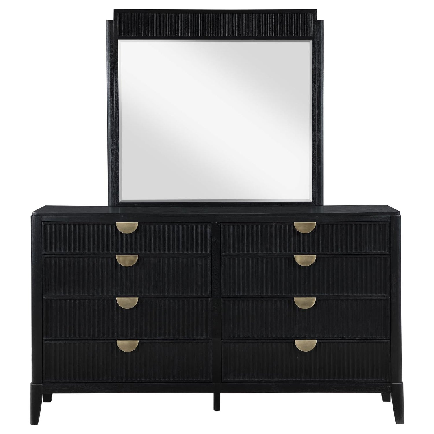 Brookmead 8-drawer Bedroom Dresser with Mirror Black - 224713M - Bien Home Furniture &amp; Electronics