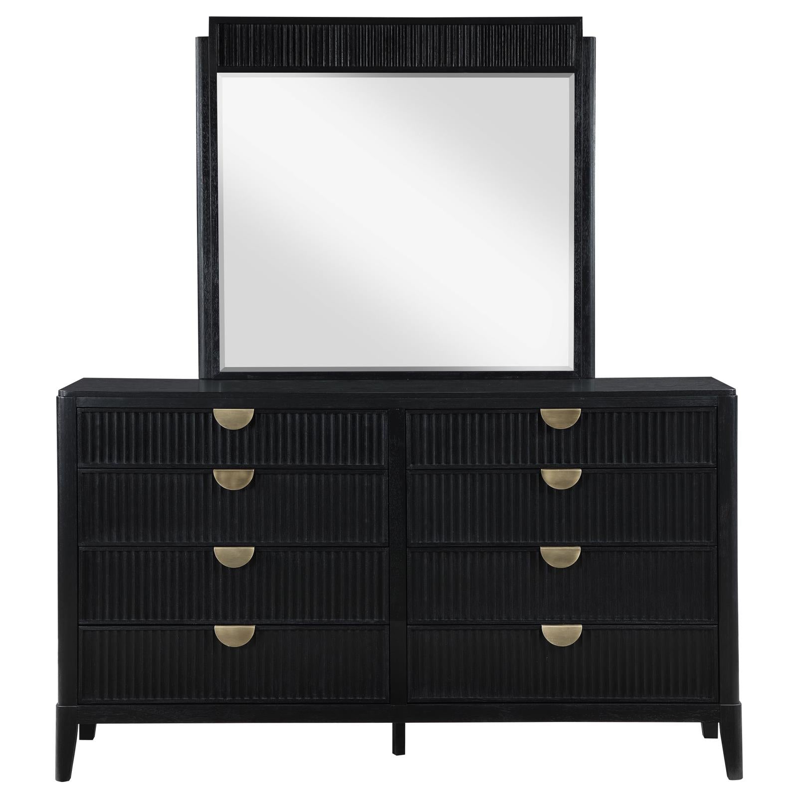 Brookmead 8-drawer Bedroom Dresser with Mirror Black - 224713M - Bien Home Furniture &amp; Electronics