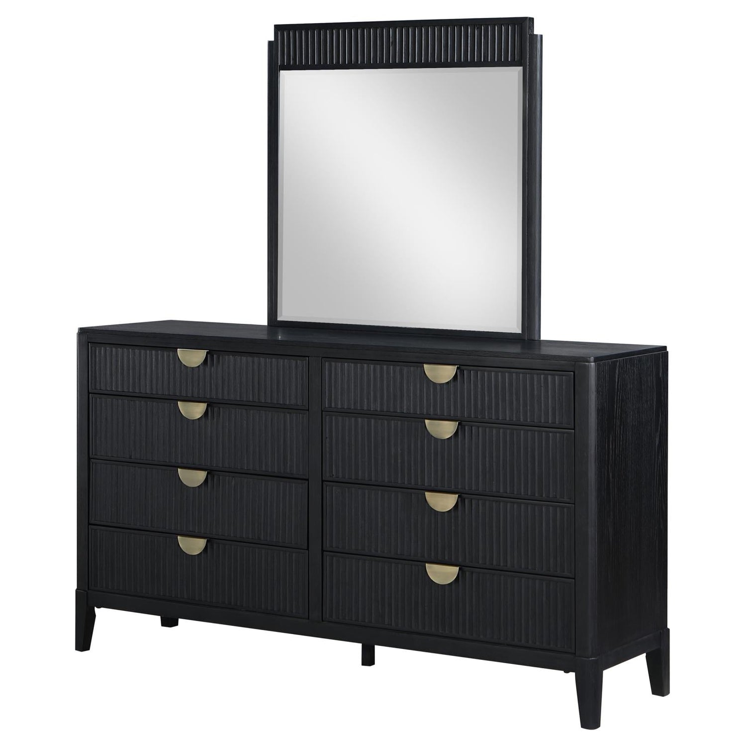 Brookmead 8-drawer Bedroom Dresser with Mirror Black - 224713M - Bien Home Furniture &amp; Electronics