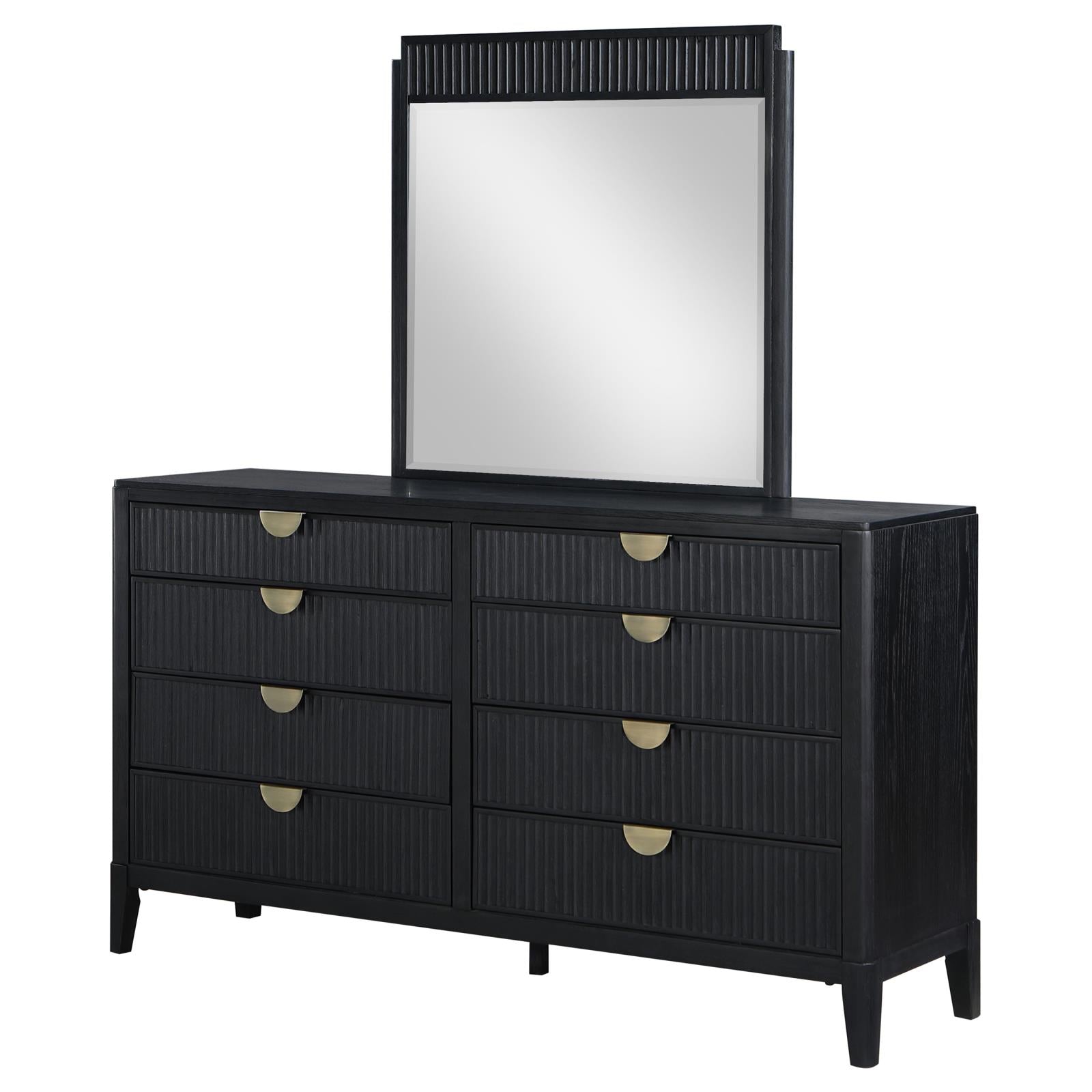 Brookmead 8-drawer Bedroom Dresser with Mirror Black - 224713M - Bien Home Furniture &amp; Electronics