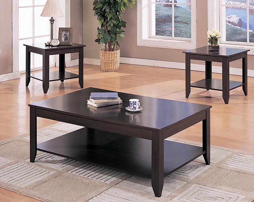 Brooks 3-Piece Occasional Table Set with Lower Shelf Cappuccino - 700285 - Bien Home Furniture &amp; Electronics
