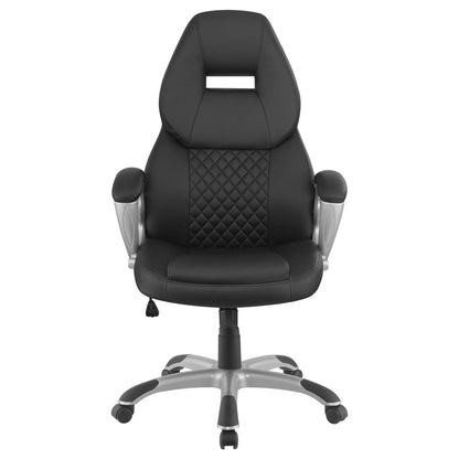 Bruce Black/Silver Adjustable Height Office Chair - 801296 - Bien Home Furniture &amp; Electronics