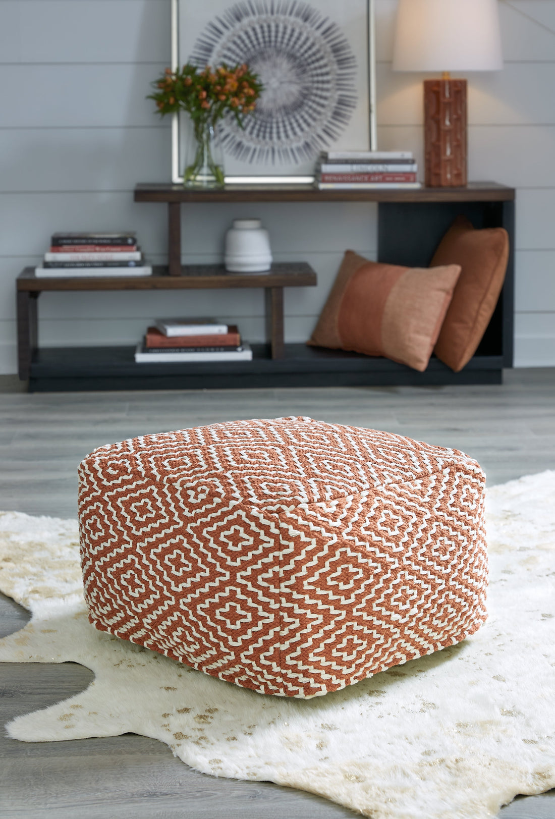 Brynnsen Rust/Ivory Pouf - A1001056 - Bien Home Furniture &amp; Electronics