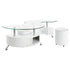 Buckley Curved Glass Top Coffee Table With Stools White High Gloss - 703400 - Bien Home Furniture & Electronics