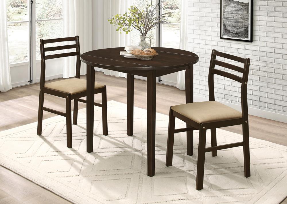 Bucknell 3-Piece Dining Set with Drop Leaf Cappuccino/Tan - 130005 - Bien Home Furniture &amp; Electronics