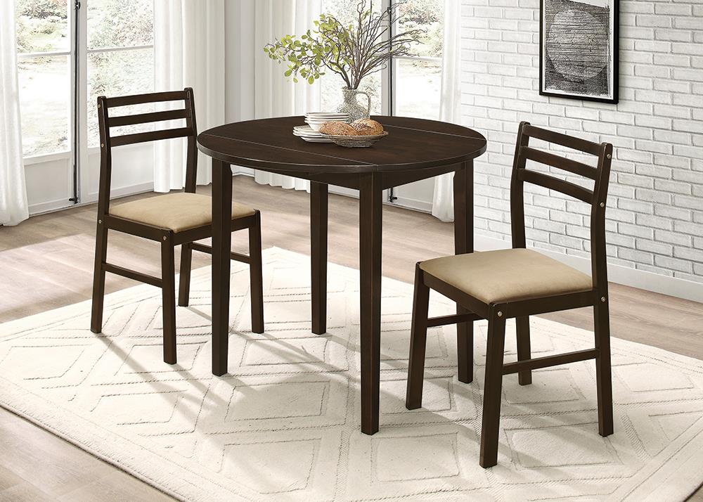 Bucknell 3-Piece Dining Set with Drop Leaf Cappuccino/Tan - 130005 - Bien Home Furniture &amp; Electronics