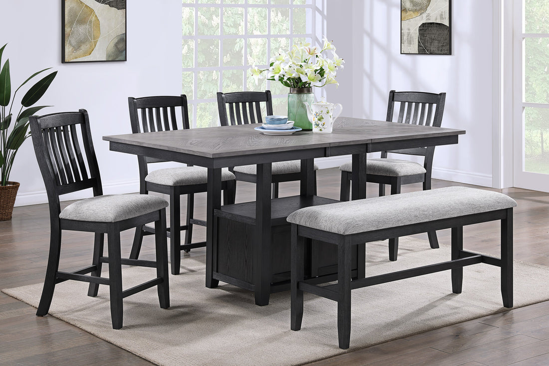 Buford Charcoal/Black Extendable Counter Height Dining Set - SET | 2773LG-T-4272 | 2773LG-S-24(2) - Bien Home Furniture &amp; Electronics
