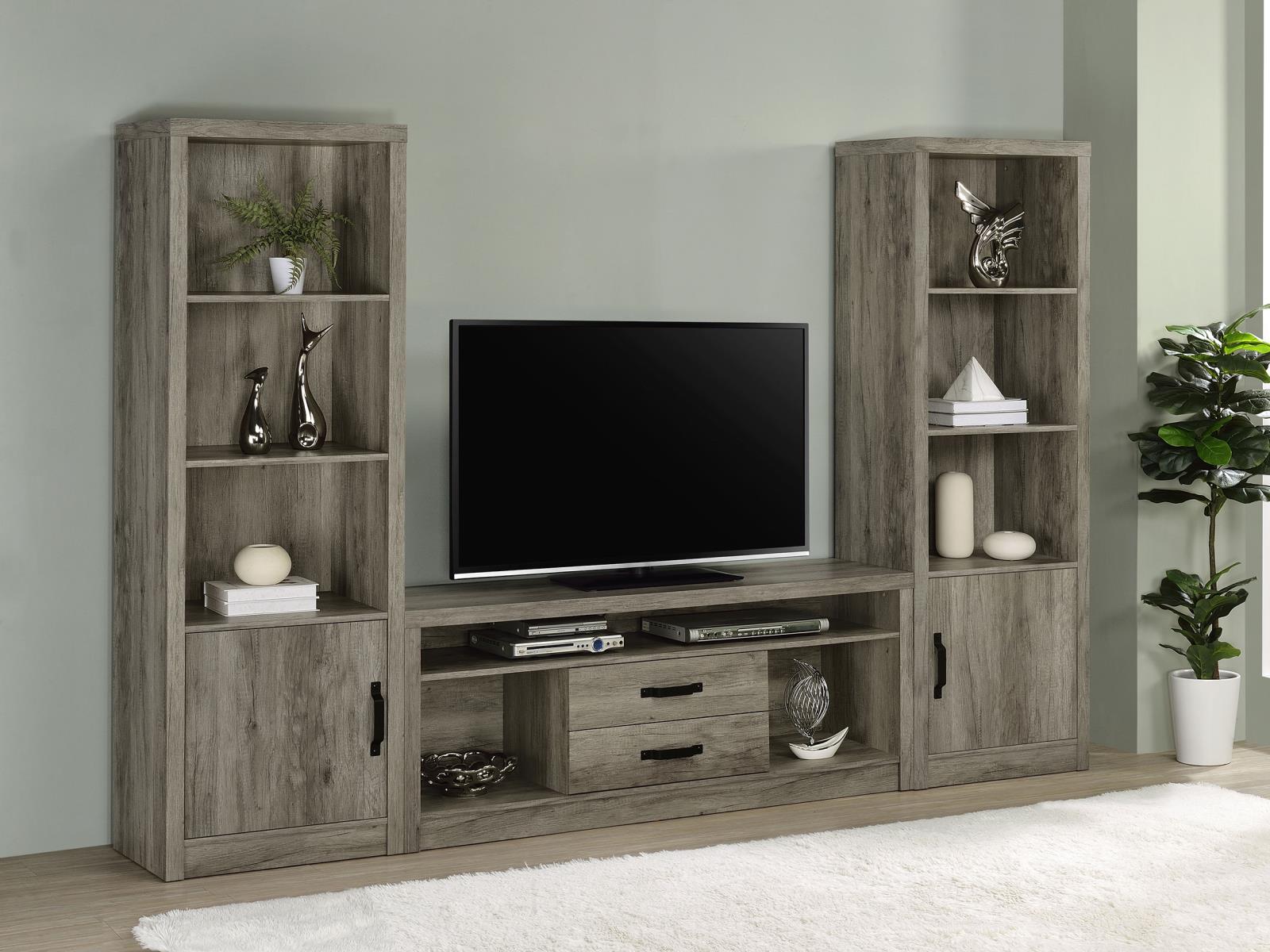 Burke 3-piece Entertainment Center Grey Driftwood - 701024-SET - Bien Home Furniture &amp; Electronics