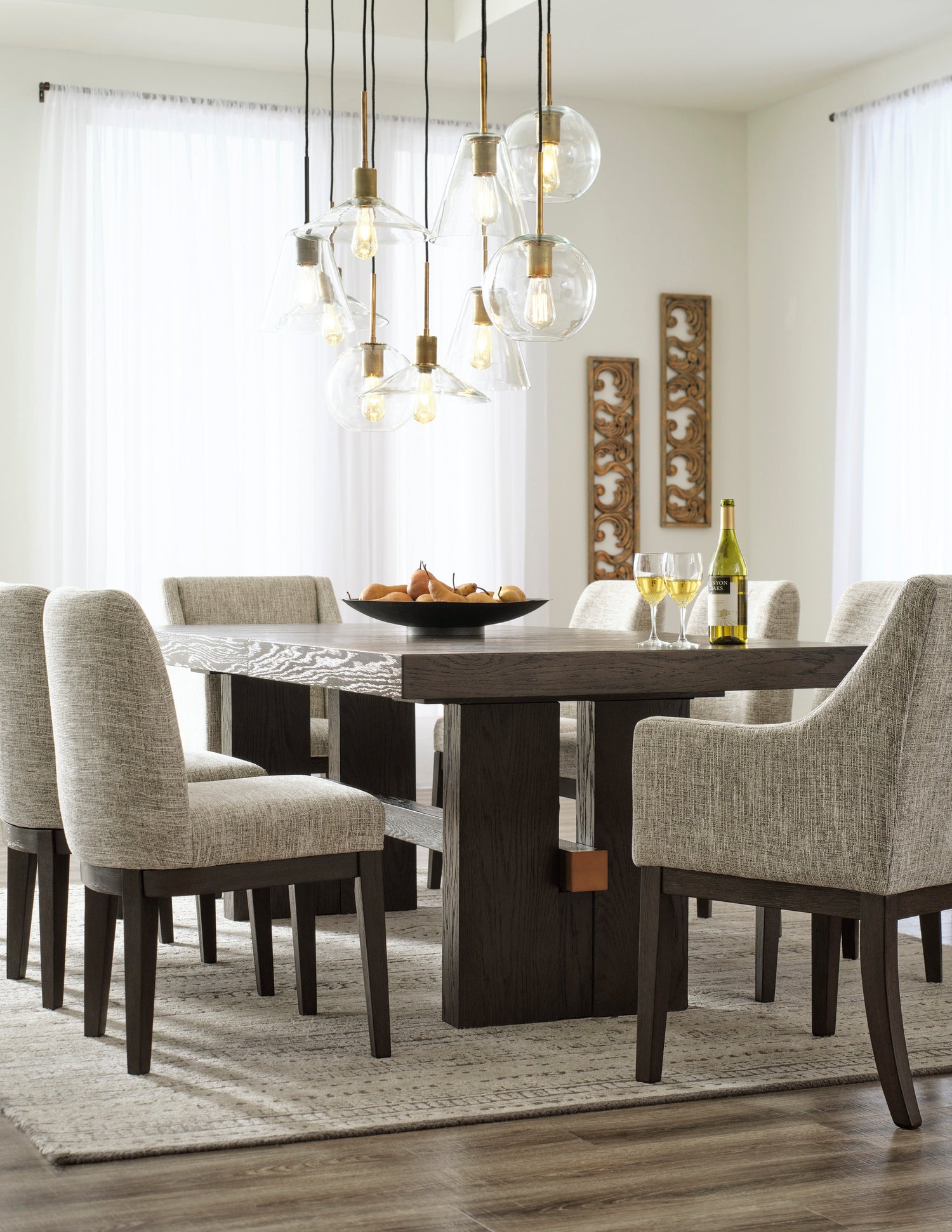 Burkhaus Dark Brown Extendable Dining Set - SET | D984-45 | D984-01(3) - Bien Home Furniture &amp; Electronics