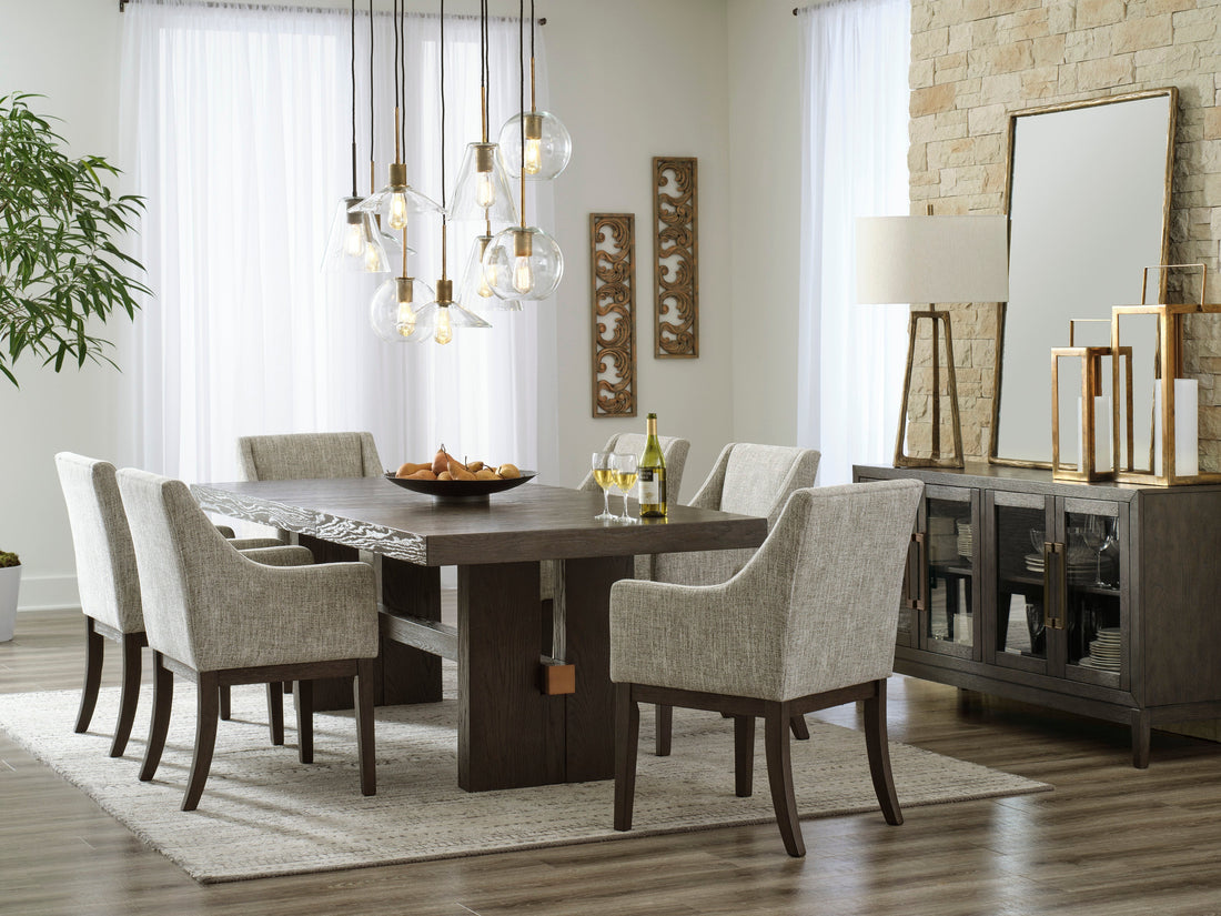 Burkhaus Dark Brown Extendable Upholstered Dining Set - SET | D984-45 | D984-01A(4) - Bien Home Furniture &amp; Electronics