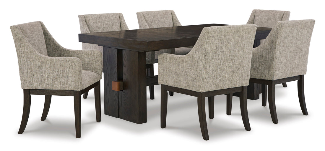 Burkhaus Dark Brown Extendable Upholstered Dining Set - SET | D984-45 | D984-01A(4) - Bien Home Furniture &amp; Electronics