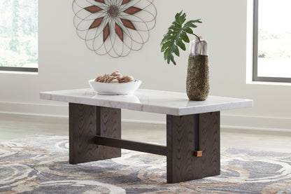 Burkhaus White/Dark Brown Coffee Table - T779-1 - Bien Home Furniture &amp; Electronics