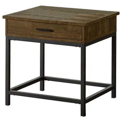 Byers Square 1-Drawer End Table Brown Oak/Sandy Black - 723777 - Bien Home Furniture &amp; Electronics