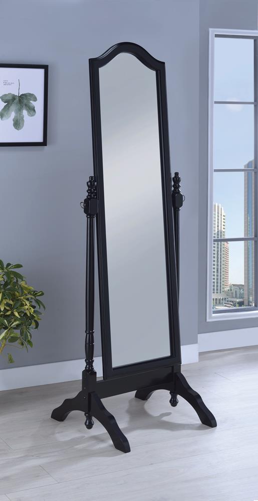 Cabot Black Rectangular Cheval Mirror with Arched Top - 950801 - Bien Home Furniture &amp; Electronics