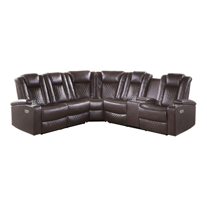 Caelan Dark Brown LED Power Reclining Sectional - 9366DB*SC - Bien Home Furniture &amp; Electronics