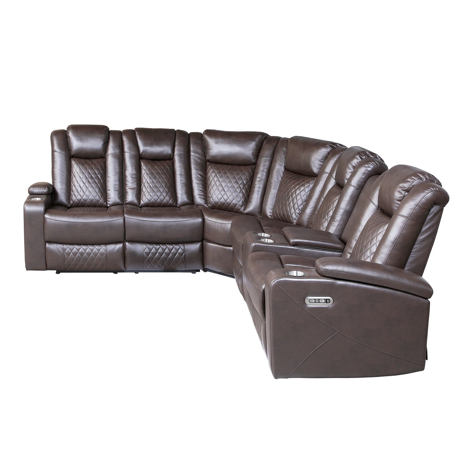 Caelan Dark Brown LED Power Reclining Sectional - 9366DB*SC - Bien Home Furniture &amp; Electronics