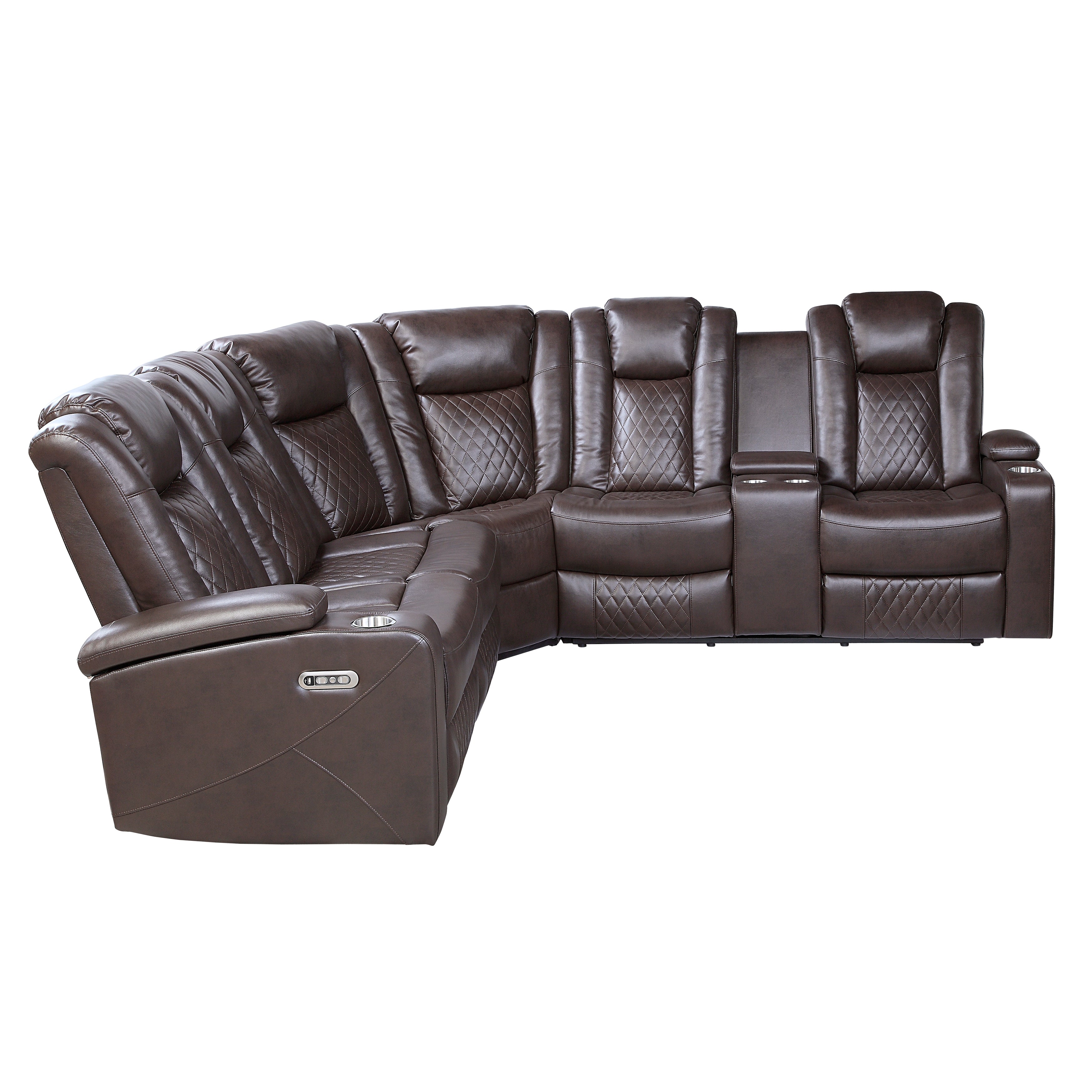 Caelan Dark Brown LED Power Reclining Sectional - 9366DB*SC - Bien Home Furniture &amp; Electronics