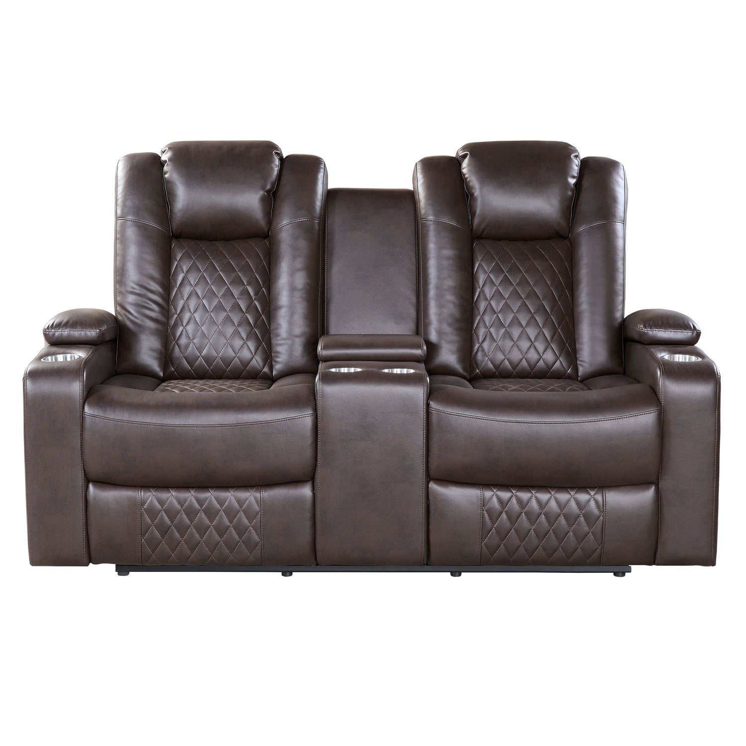 Caelan Dark Brown Power Double Reclining Loveseat - 9366DB-2PWH - Bien Home Furniture &amp; Electronics