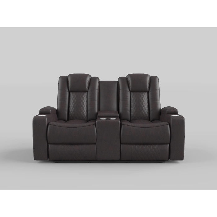 Caelan Dark Brown Power Double Reclining Loveseat - 9366DB-2PWH - Bien Home Furniture &amp; Electronics