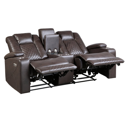 Caelan Dark Brown Power Double Reclining Loveseat - 9366DB-2PWH - Bien Home Furniture &amp; Electronics