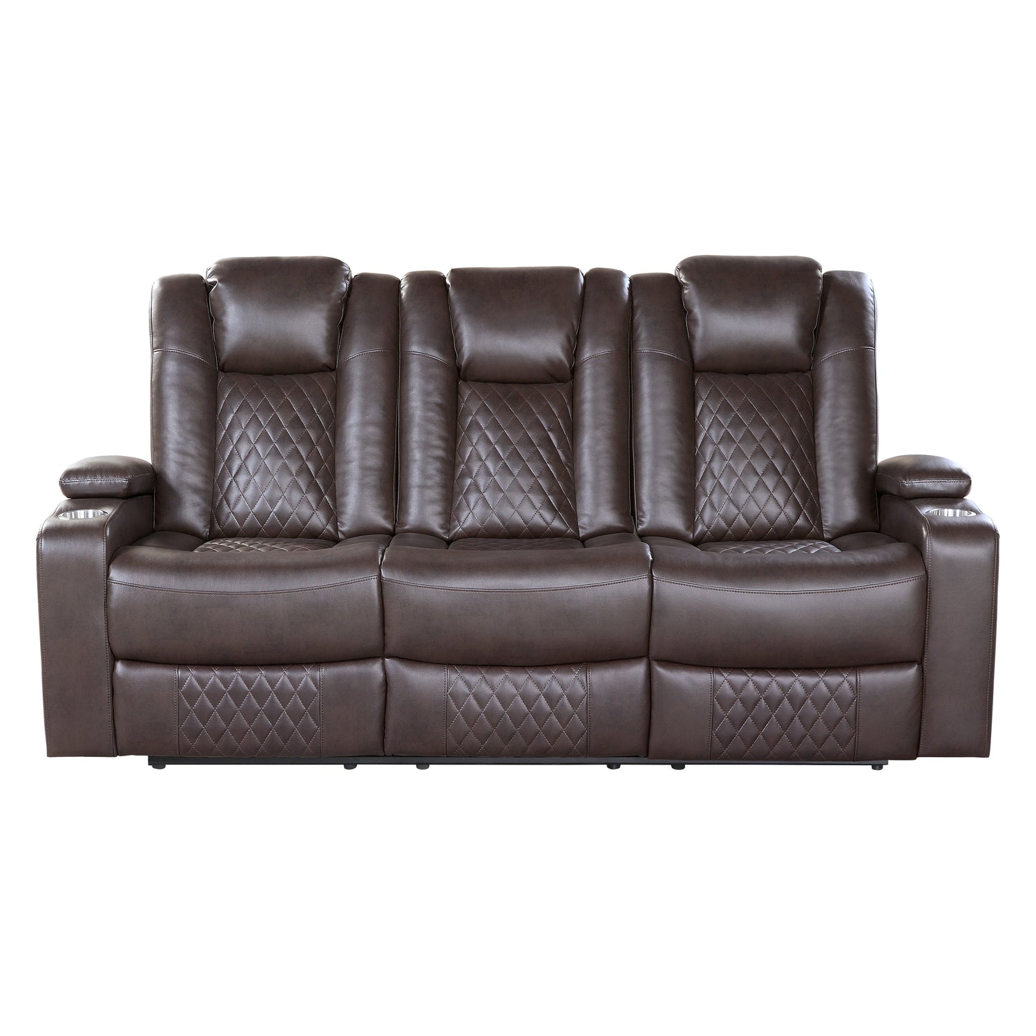 Caelan Dark Brown Power Double Reclining Sofa - 9366DB-3PWH - Bien Home Furniture &amp; Electronics