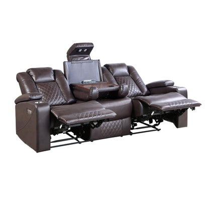 Caelan Dark Brown Power Double Reclining Sofa - 9366DB-3PWH - Bien Home Furniture &amp; Electronics