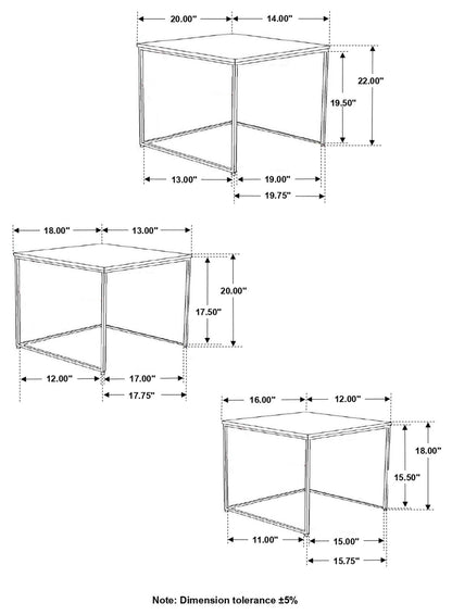 Caine 3-Piece Nesting Table with Marble Top - 936016 - Bien Home Furniture &amp; Electronics