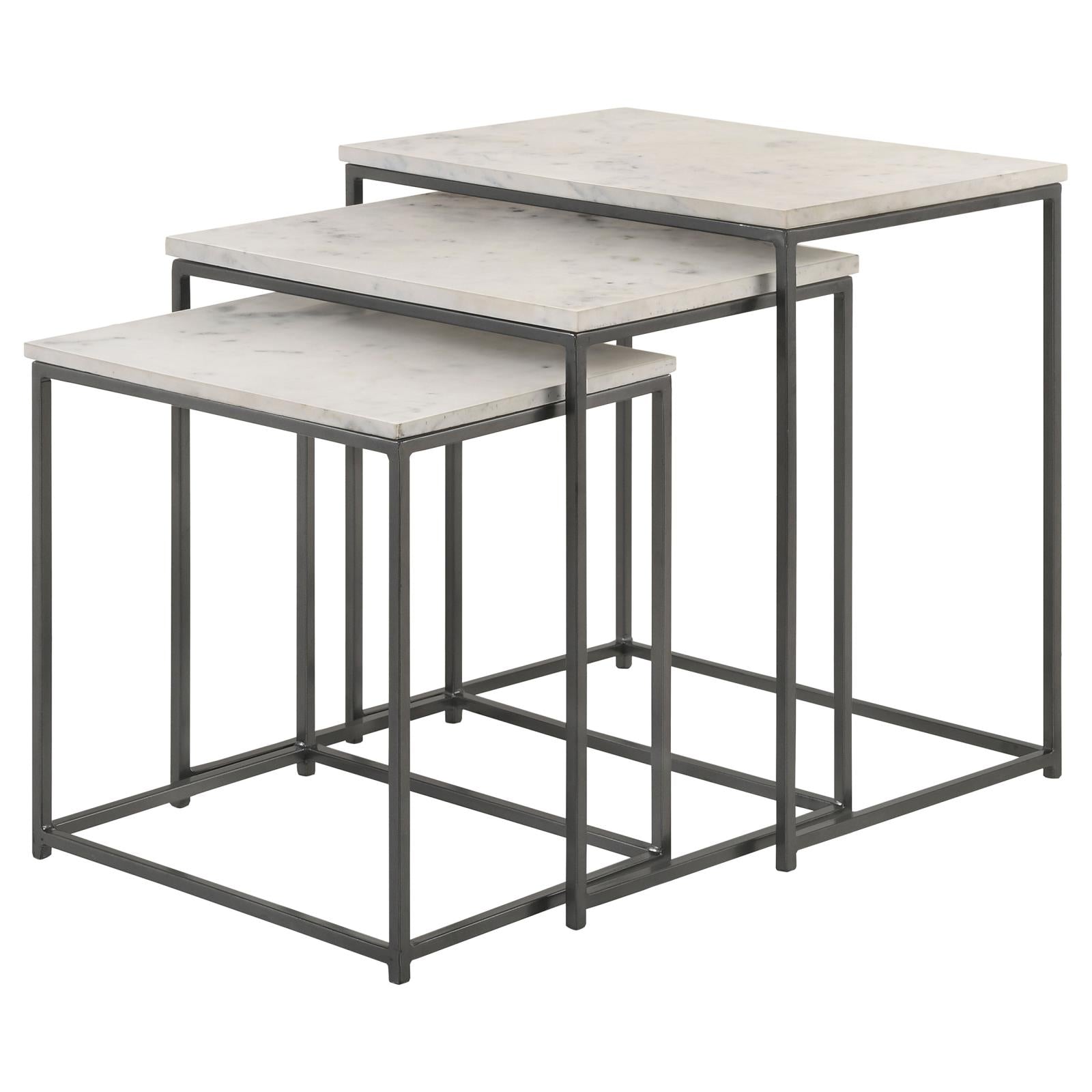 Caine 3-Piece Nesting Table with Marble Top - 936016 - Bien Home Furniture &amp; Electronics
