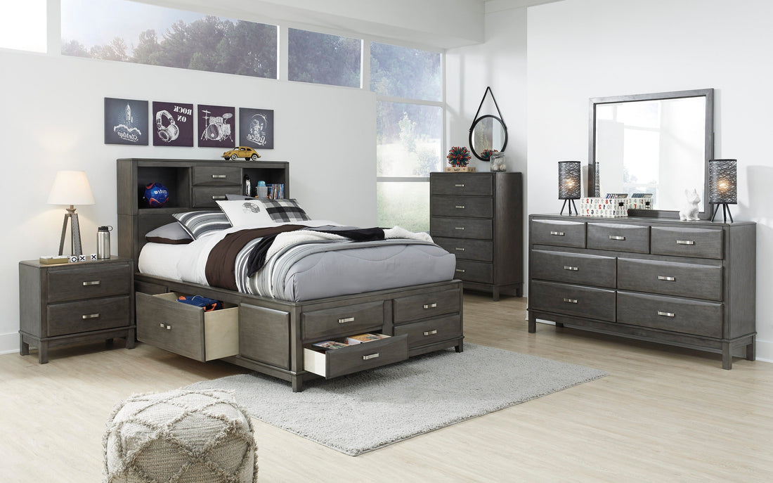 Caitbrook Gray Bookcase Storage Platform Youth Bedroom Set - SET | B476-74 | B476-77 | B476-88 | B476-31 | B476-36 | B476-92 - Bien Home Furniture & Electronics