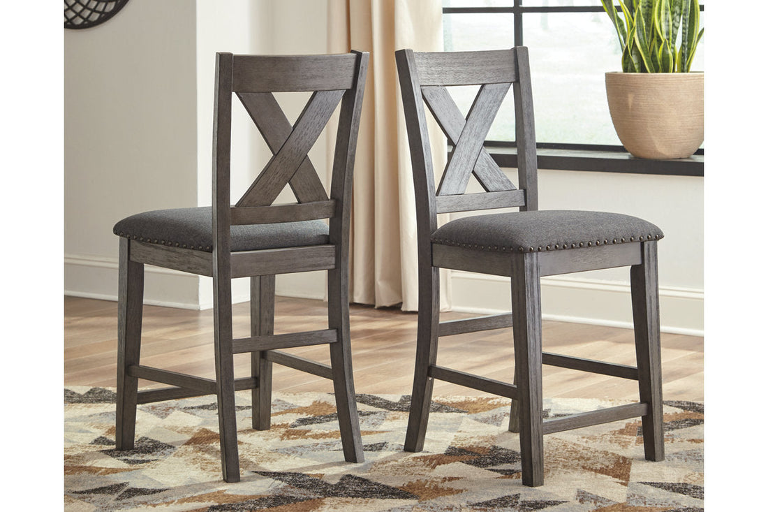Caitbrook Gray Counter Height Upholstered Barstool, Set of 2 - D388-124 - Bien Home Furniture & Electronics