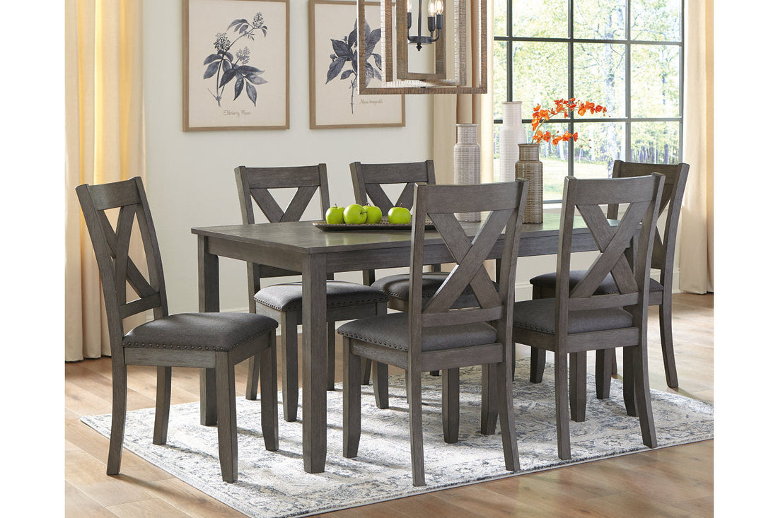 Caitbrook Gray Dining Table and Chairs, Set of 7 - D388-425 - Bien Home Furniture &amp; Electronics