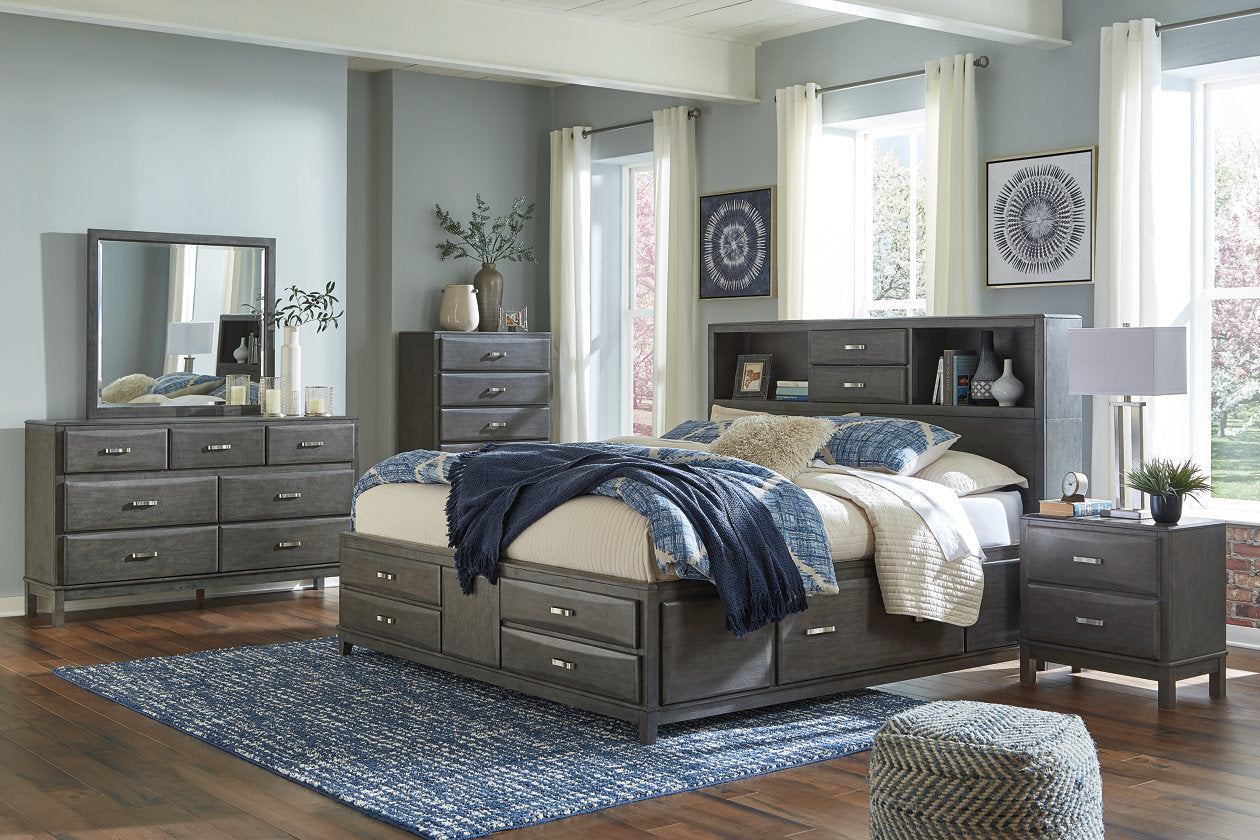 Caitbrook Gray King Storage Bed with 8 Drawers - SET | B476-66 | B476-69 | B476-99 - Bien Home Furniture &amp; Electronics
