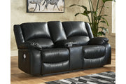 Calderwell Black Power Reclining Loveseat with Console - 7710196 - Bien Home Furniture & Electronics