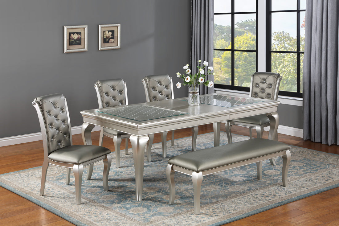 Caldwell Silver Champagne Extendable Dining Set - SET | 2264T-4284 | 2264S(2) - Bien Home Furniture &amp; Electronics