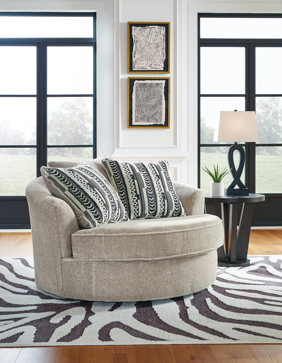 Calnita Sisal Oversized Swivel Accent Chair - 2050221 - Bien Home Furniture &amp; Electronics