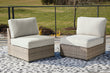 Calworth Beige Outdoor Armless Chair with Cushion, Set of 2 - P458-846 - Bien Home Furniture & Electronics