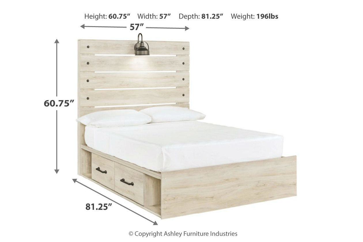 Cambeck Whitewash Full Panel Bed with 2 Storage Drawers - SET | B100-12 | B192-150 | B192-84 | B192-87 - Bien Home Furniture &amp; Electronics