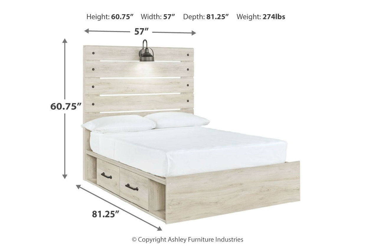 Cambeck Whitewash Full Panel Bed with 4 Storage Drawers - SET | B100-12 | B192-50(2) | B192-84 | B192-87 - Bien Home Furniture &amp; Electronics
