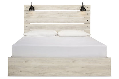 Cambeck Whitewash King Panel Bed with 2 Storage Drawers - SET | B100-14 | B192-160 | B192-56 | B192-58 - Bien Home Furniture &amp; Electronics