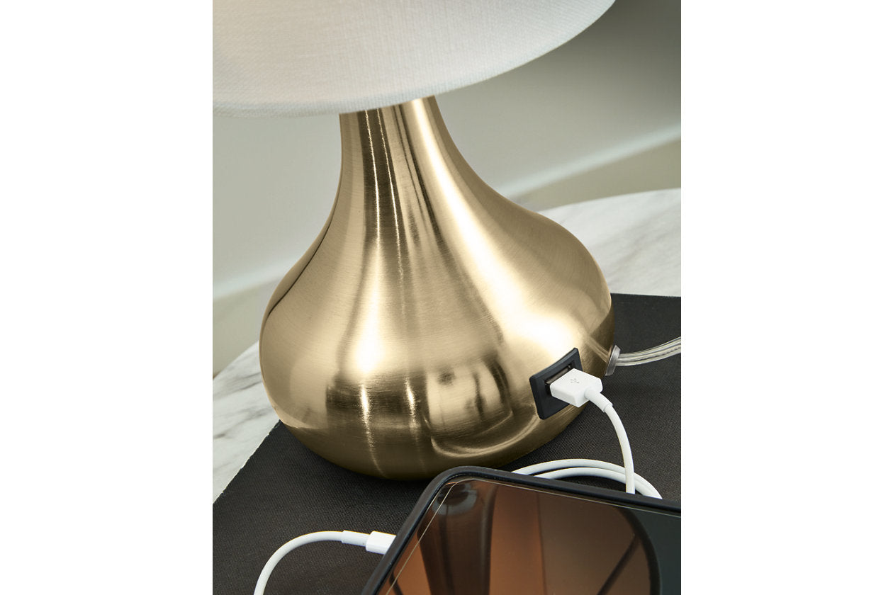 Camdale Brass Finish Table Lamp - L204344 - Bien Home Furniture &amp; Electronics