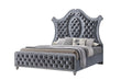 Cameo Gray Queen Upholstered Panel Bed - SET | B2100-Q-HB | B2100-Q-FB | B2100-KQ-RAIL | B2100-KQ-HBLEG - Bien Home Furniture & Electronics
