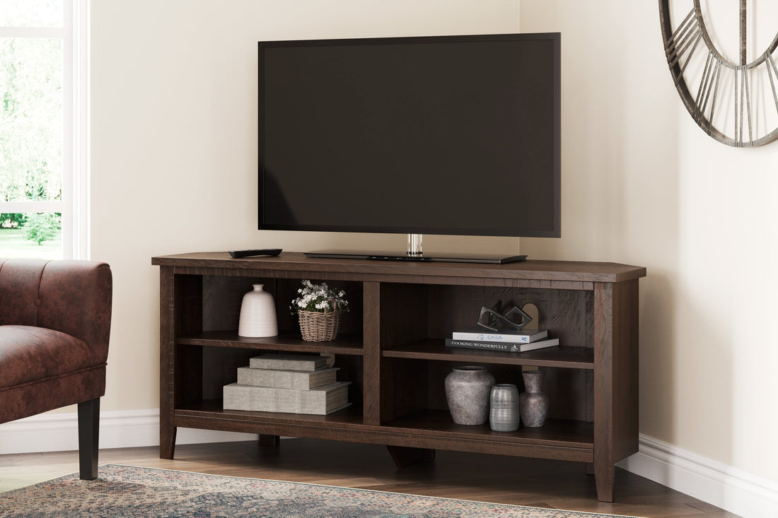 Camiburg Warm Brown Corner TV Stand - W283-56 - Bien Home Furniture &amp; Electronics
